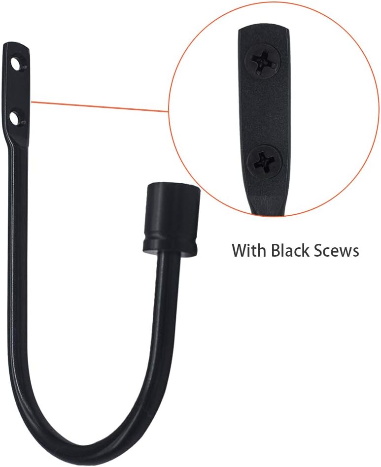 ZipSeven Zip Seven Heavy-Duty Curtain Holdbacks Metal Drapery Tieback Hooks Wall Mounted Drape Holder with Black Hardware (4) - Image 2