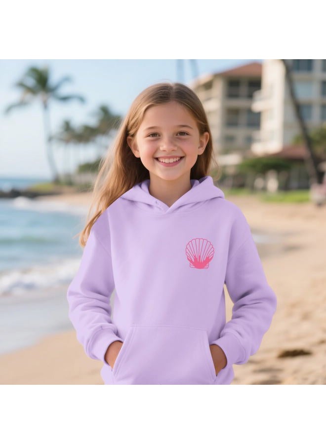 Lubpow Cute Pink Hoodie Kids Girls Aesthetic Preppy Hibiscus Flower Puff Hoodies Kawaii Hawaii Palm Beach Graphic Pullover, Light Purple, 13-14 years - Image 5