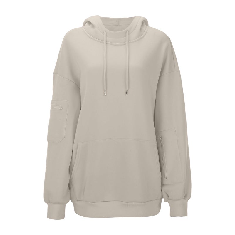 2025 Fashion Large Pocket Solid Color Eye Mask Sweatshirt Casual Sports Two-Piece Set - Image 3