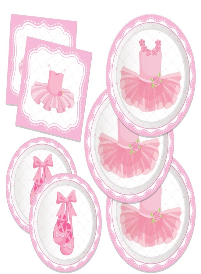 CC HOME Ballet Birthday Paper Plates Napkins Ballet Dress Tutu Shoes Disposable Tableware Set Party Supplies Swan dance Theme Dinnerware Serves 24 Guests for Audlts Kids Baby Shower Birthday 88PCS - Image 1