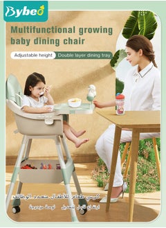 Bybeo Baby High Chair for Toddlers, Foldable High Chairs with Adjustable Seat Heigh Recline with 4 Wheels and Removable Tray  - Image 2