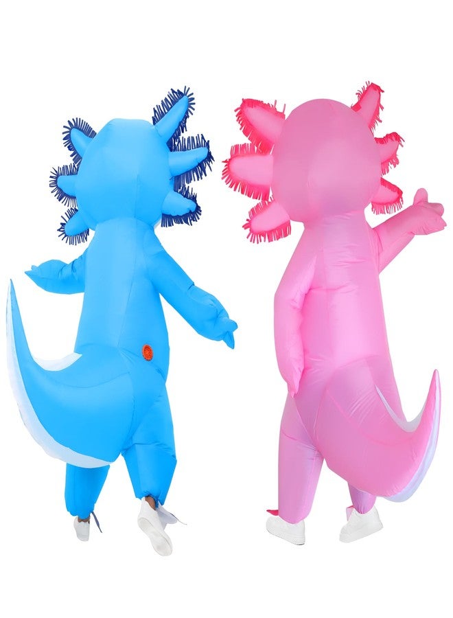 Stegosaurus Couples Halloween Costumes for Adults Funny Inflatable Axolotl Costume for Adult Blow Up Costumes Blue and Pink Duo Costumes His and Hers Cosplay Party 2-Pack - Image 2