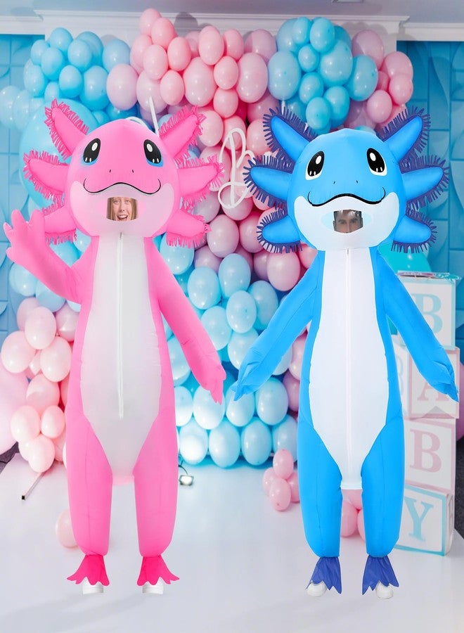 Stegosaurus Couples Halloween Costumes for Adults Funny Inflatable Axolotl Costume for Adult Blow Up Costumes Blue and Pink Duo Costumes His and Hers Cosplay Party 2-Pack - Image 5