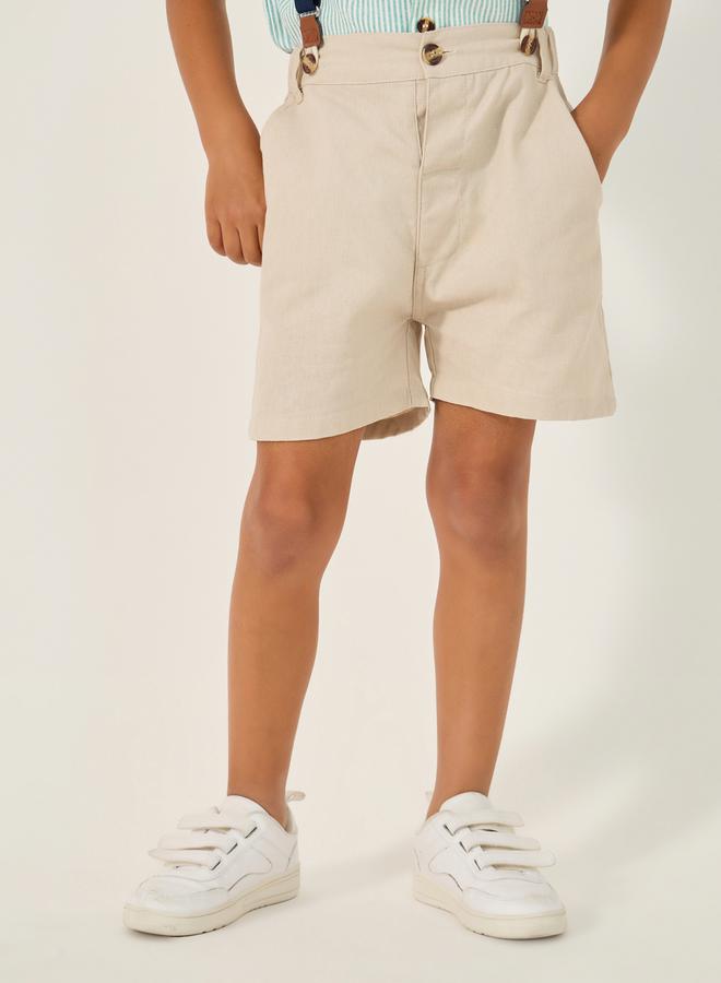 Styli Collared Shirt with Bow, Shorts and Suspender  - Image 3