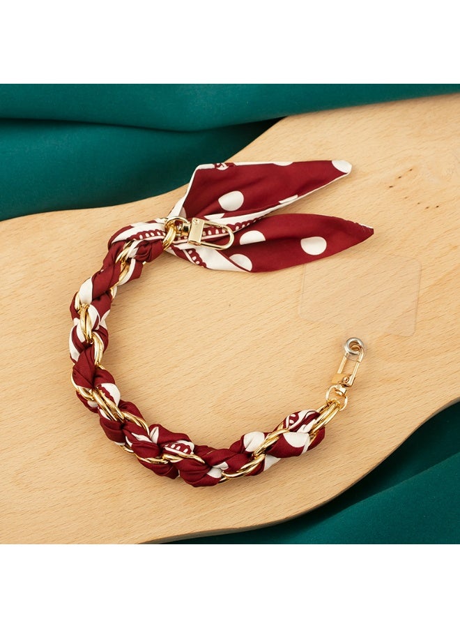 NIBEMINENT Beaded Phone Lanyard, Anti Lost Removable Wrist Strap, Creative Knitted Scarf Bracelet Pendant, Phone Keychain Lanyard, White