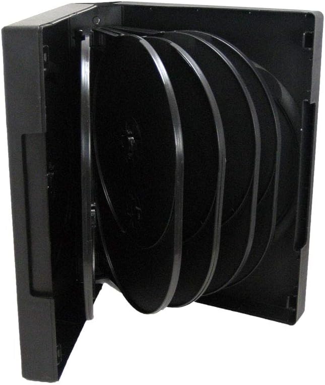 Maxtek Black 12 Disc DVD Cases with 5 Flip Trays and Outter Clear Sleeve 10 Pack - Image 1
