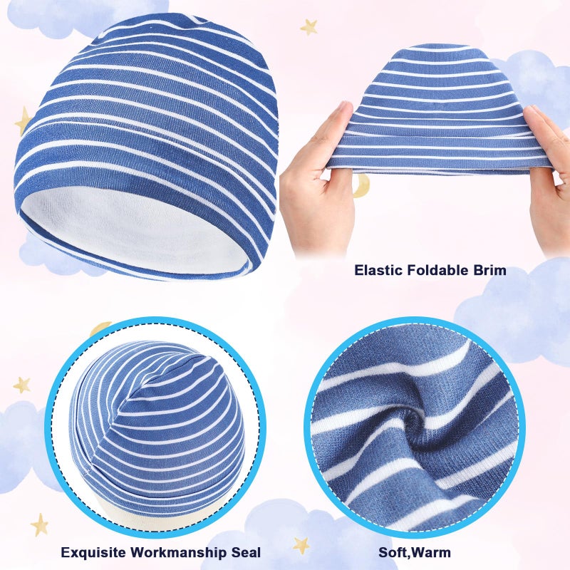 قبعات أطفال قطنية دافئة للمبتسرين من 6 قطع مع تصميم بياني لوحدة العناية المركزة - Image 5