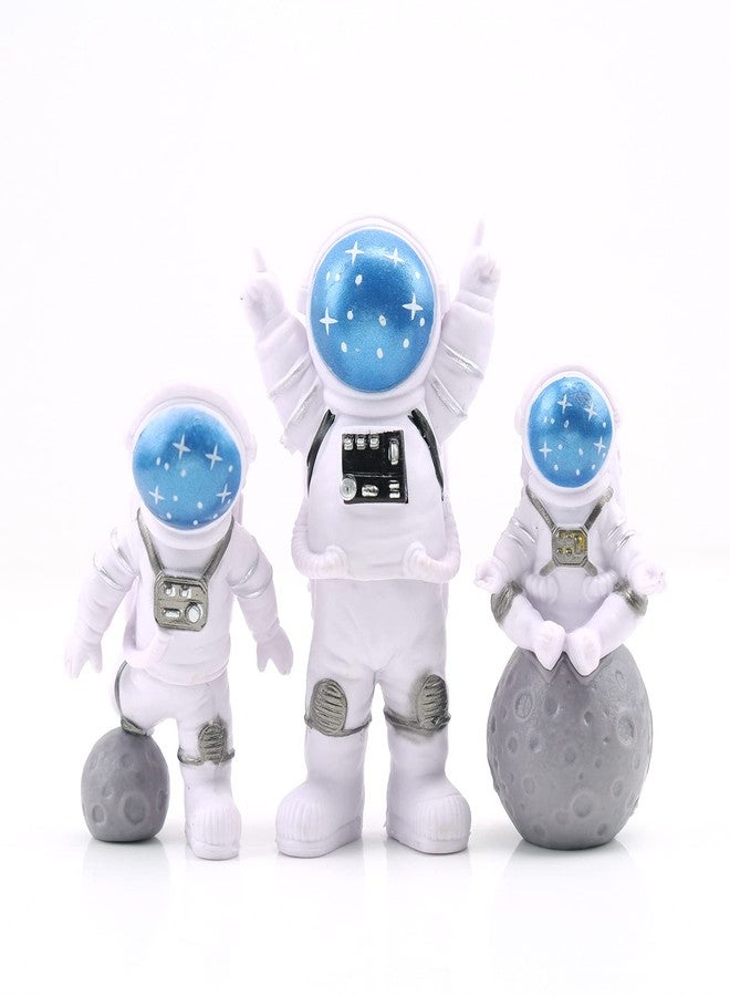Asng 3pcs Astronaut Desktop Ornaments Resin Spaceman Figure Cake Topper Tabletop Ornament for Party Gift Decor-Blue - Image 1