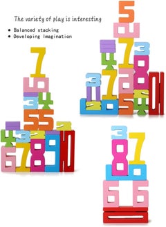 iMissiu Wooden Number Blocks Toys, Digital Building Blocks, Number Game Balance Competition Toy, Stacking Number Toys for Kids Ages 3-5 Up, Preschool Learning Activities  - Image 2