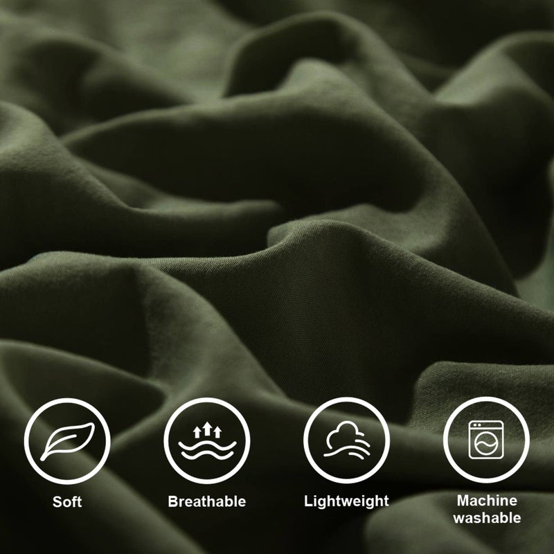 ETDIFFE Dark Olive Green Duvet Cover Queen Size, 3 Piece Boho Bohemian Farmhouse Pom Microfiber Bedding Comforter Cover Set, Soft and Lightweight Quilt Cover (90x90) - Image 4