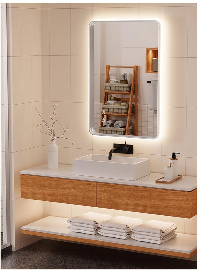 Taimi - Rectangle Bathroom Mirror with LED lights Wall Mounted Mirror LED Bathroom Mirror Dimmable Color Changing with Touch Switch 80x60cm - Image 1