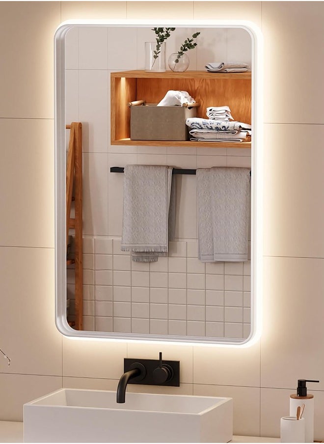 Taimi - Rectangle Bathroom Mirror with LED lights Wall Mounted Mirror LED Bathroom Mirror Dimmable Color Changing with Touch Switch 80x60cm - Image 1