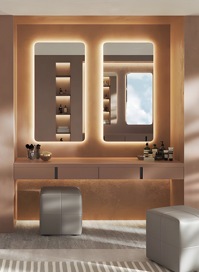 تايمي مرآة حائط 80×60 سم -بتصميم أنيق بثلاثة مستويات إضاءة - مرآة مكياج لغرفة الملابس، غرفة المعيشة، الكونسول، المدخل - Image 5