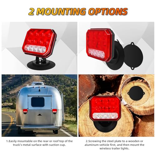 Yinaolan Wireless Trailer Lights with Adjustable Bracket, USB-C LED Magnetic Tail Light Kit with Strobe, Reverse, Brake, Turn, Running Lights, IP67 Waterproof for Trucks RVs Boats Campers Trailers - Image 4