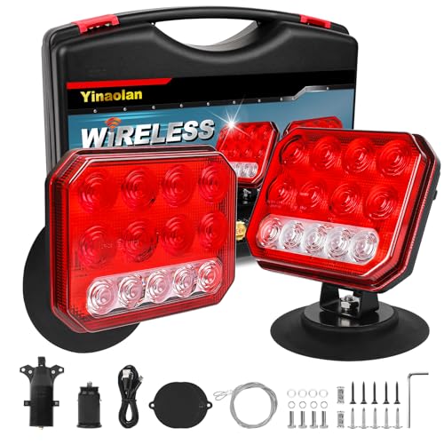 Yinaolan Wireless Trailer Lights with Adjustable Bracket, USB-C LED Magnetic Tail Light Kit with Strobe, Reverse, Brake, Turn, Running Lights, IP67 Waterproof for Trucks RVs Boats Campers Trailers - Image 1