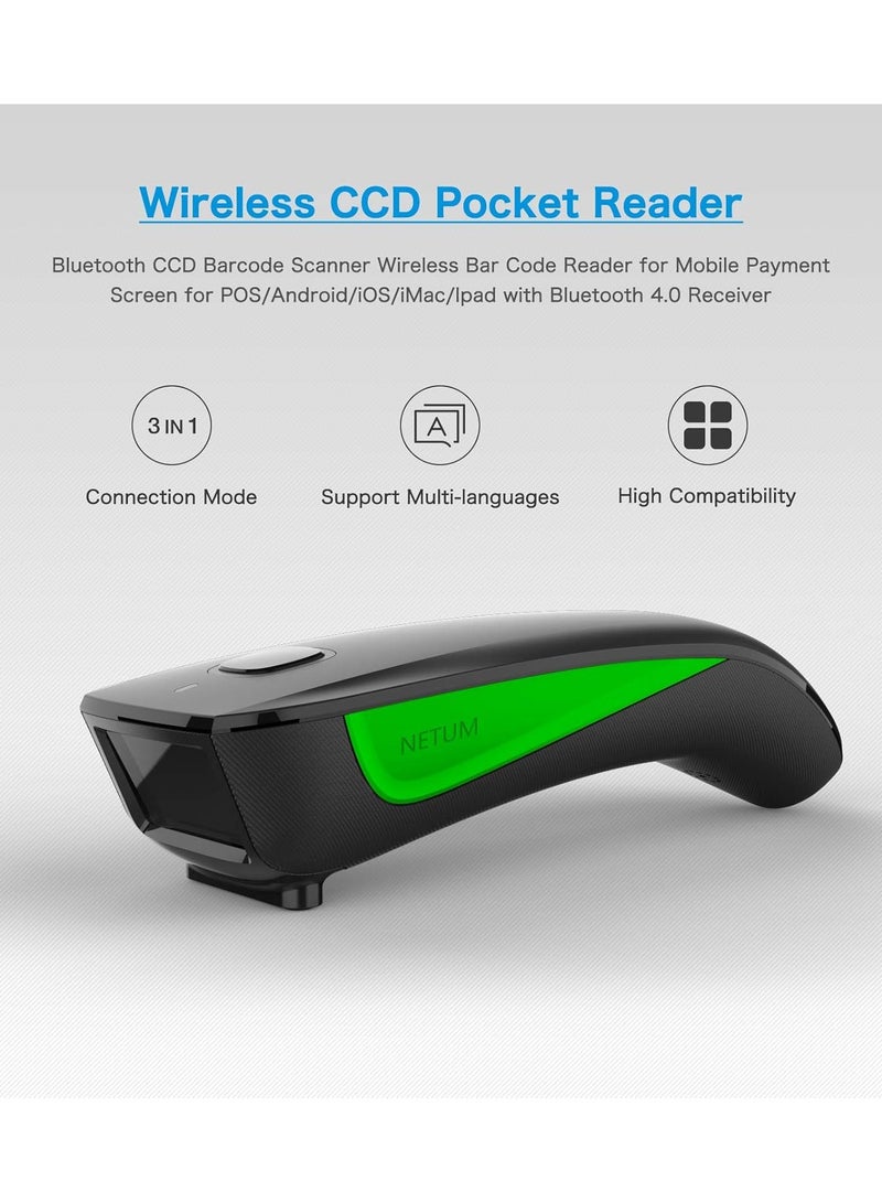 NETUM NETUM Mini Barcode Scanner, Bluetooth & 2.4G Wireless & Wired 3-in-1 Bar Code Scanner Portable USB CCD Image Reader, Support Screen Scan, for Tablet iPhone IPad Android Windows Mac Pos  - Image 5