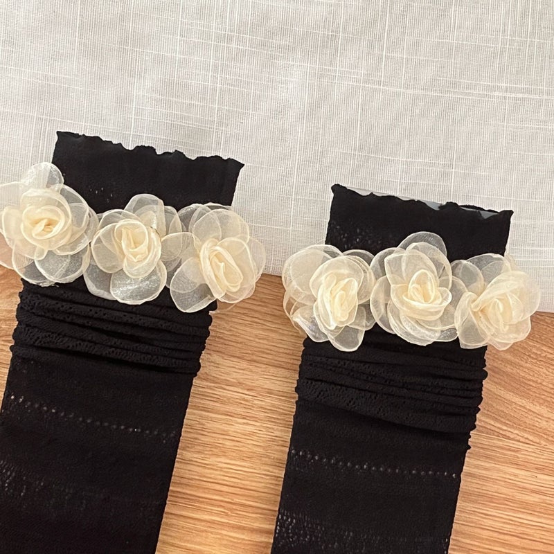 Sweet Girl Rose Lace Hollow Pattern Pile Socks Lolita Socks - Image 4