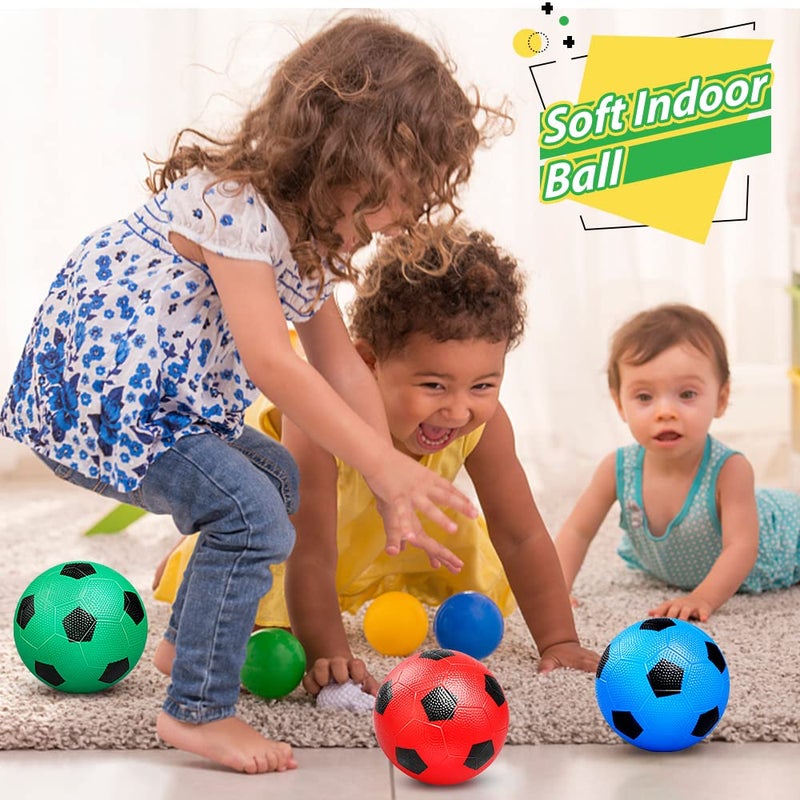 Dilabnba 6" Mini Soccer Balls for Toddlers 1-3, Kids Baby Indoor Soft Sports Toys, Pool Playground Bounce Ball Outdoor Toys Gifts for Boys Girls, Sensory Color Ball with Air Pump (3PCS) - Image 4