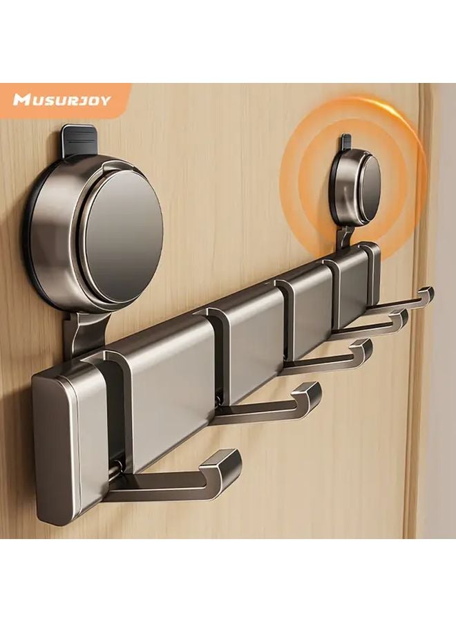 Suction Cup Invisible Hook Rack With 7 Hooks Foldable Rust Resistant Aluminum - Image 2