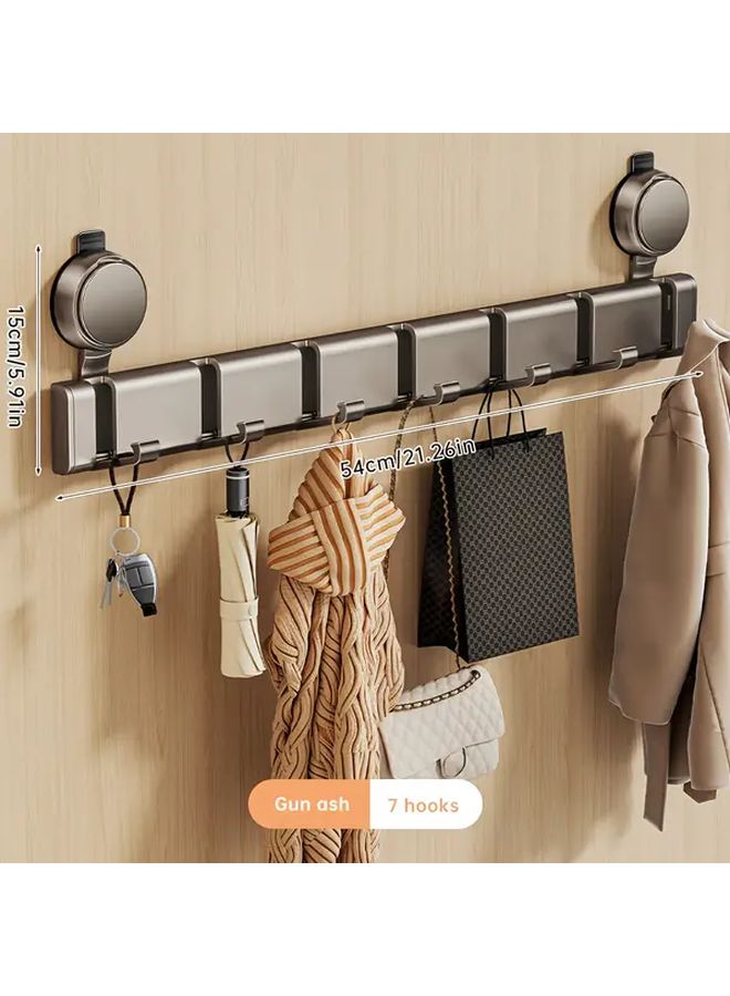 Suction Cup Invisible Hook Rack With 7 Hooks Foldable Rust Resistant Aluminum - Image 1