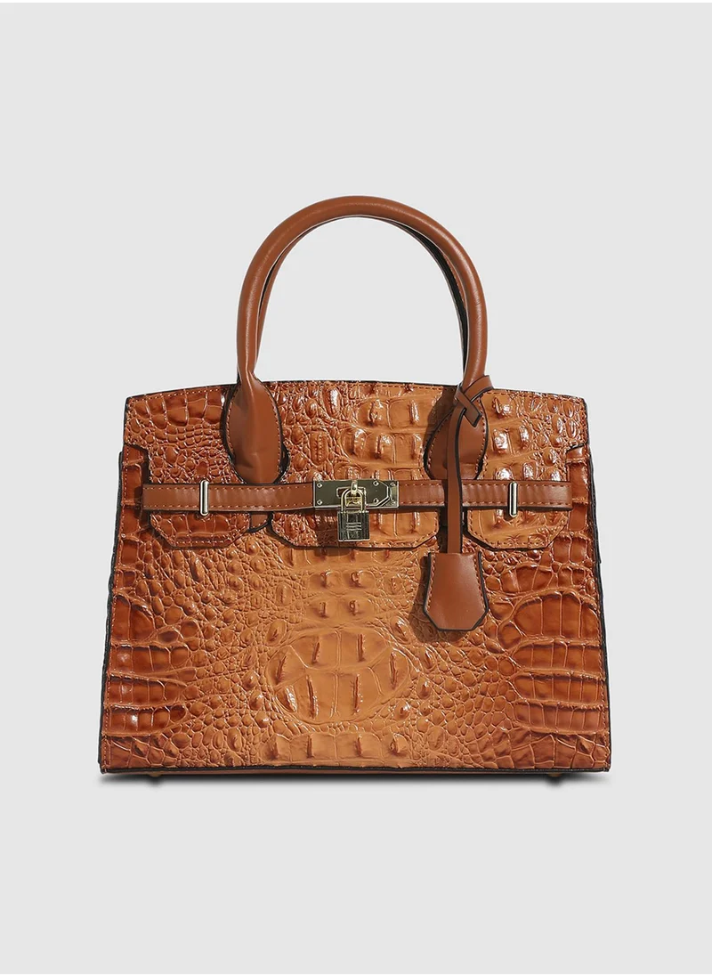 Haute Sauce Lock Buckle Handbag - Brown