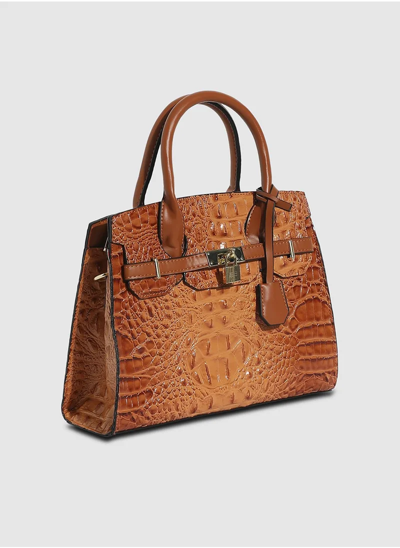 Haute Sauce Lock Buckle Handbag - Brown