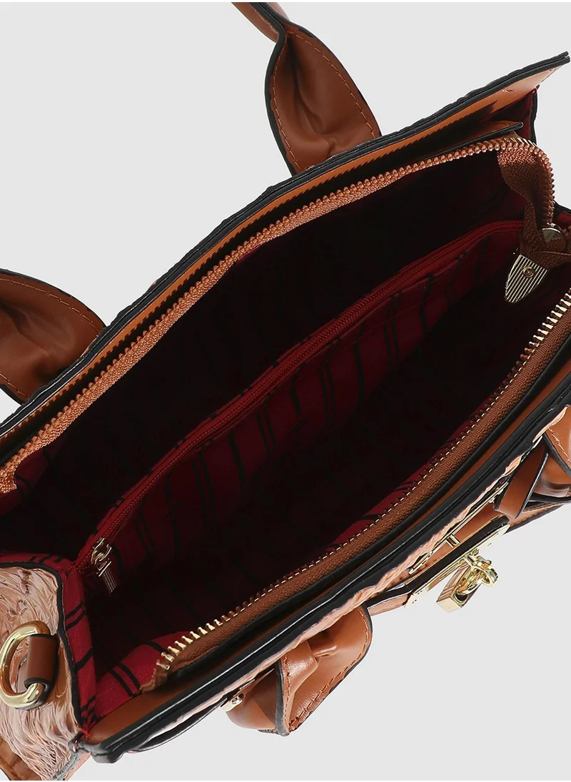 صوص هاوت Lock Buckle Handbag - Brown