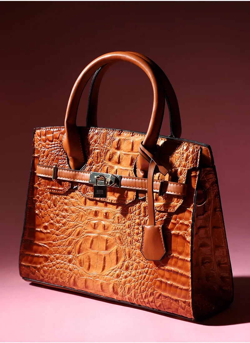 صوص هاوت Lock Buckle Handbag - Brown
