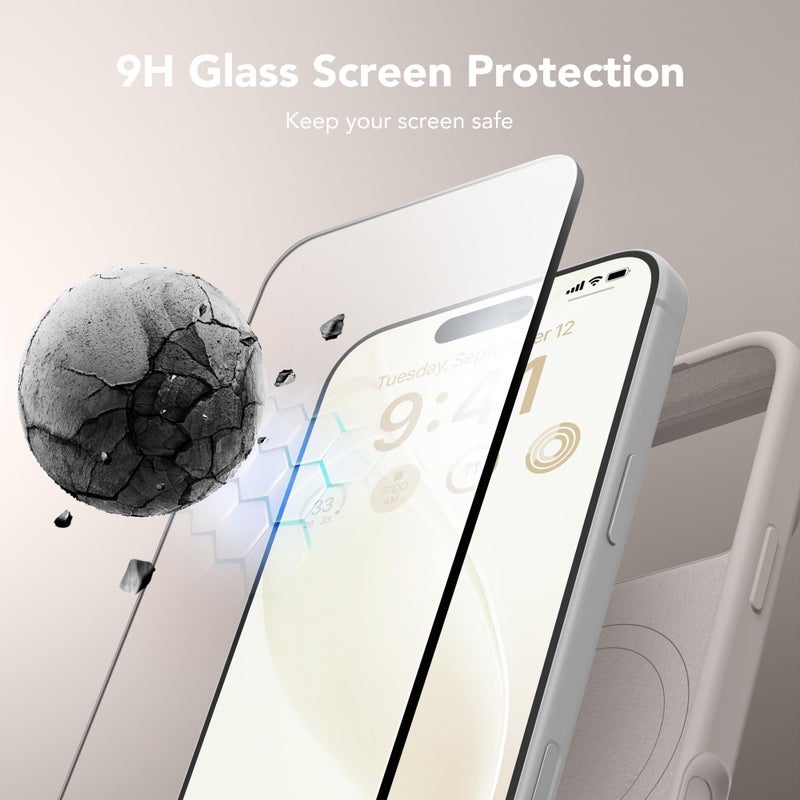 GONEZ Magnetic for iPhone 17 Pro Case, Compatible with MagSafe, [Screen Protector + Camera Lens Protector], Liquid Silicone Anti-Scratch Shockproof Protective Phone Case 6.3 inch, Stone - Image 5
