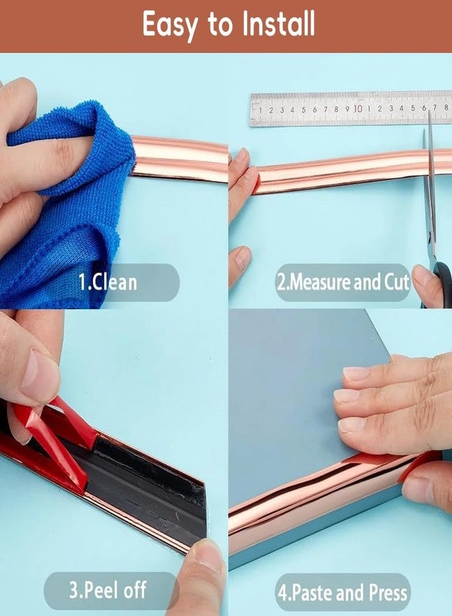 Drofail Flexible Inside &Outside Corner Trim Moulding,Corner Guards & Caulk Strip, Apply in Table Edge Door Frame Baseboard for Protection and Decoration (Rose Gold, 3 Meter) - Image 4