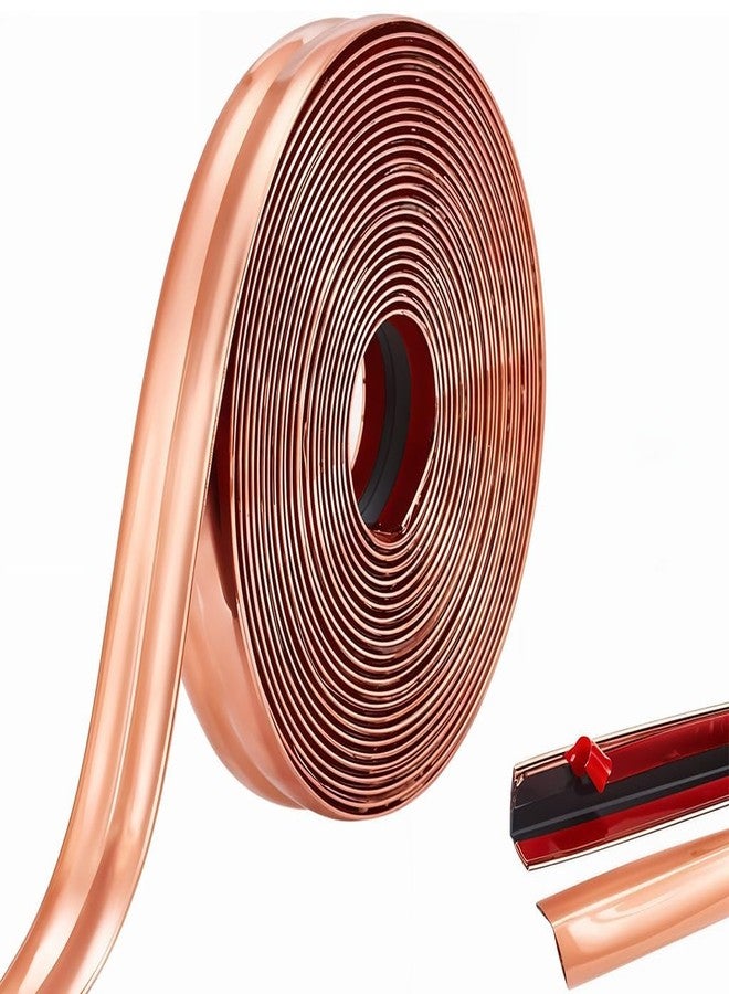 Drofail Flexible Inside &Outside Corner Trim Moulding,Corner Guards & Caulk Strip, Apply in Table Edge Door Frame Baseboard for Protection and Decoration (Rose Gold, 3 Meter) - Image 1