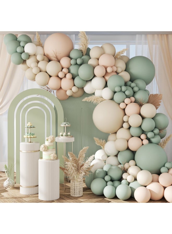 حزمة قوس البالون المحايدة ، حزمة البالون الأخضر حزمة قوس مع عارية الرمال البيضاء حزمة البالونات الخضراء لعيد ميلاد الزفاف ديكورات دش الطفل - Image 1