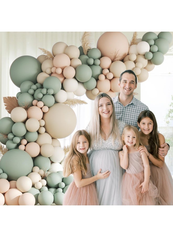 حزمة قوس البالون المحايدة ، حزمة البالون الأخضر حزمة قوس مع عارية الرمال البيضاء حزمة البالونات الخضراء لعيد ميلاد الزفاف ديكورات دش الطفل - Image 3