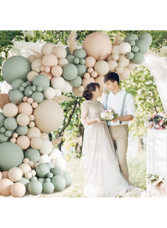 حزمة قوس البالون المحايدة ، حزمة البالون الأخضر حزمة قوس مع عارية الرمال البيضاء حزمة البالونات الخضراء لعيد ميلاد الزفاف ديكورات دش الطفل - Image 5