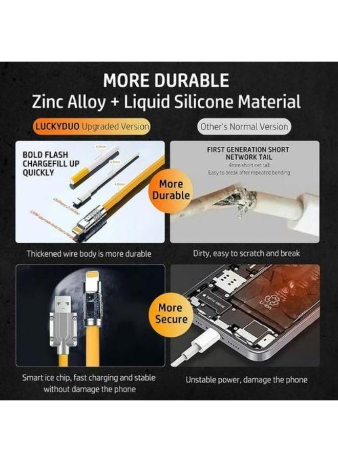 كابل شحن سريع USB-C بقوة 120 واط / 6 أمبير بتصميم خرطوم سيليكون مضاد للانقطاع، يدعم نقل بيانات 480Mbps، موصل USB-A إلى USB-C، متوافق مع هواتف الأندرويد والأجهزة اللوحية واللابتوب وبنوك الطاقة - Image 1
