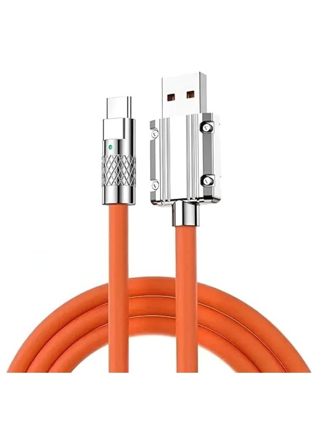 كابل شحن سريع USB-C بقوة 120 واط / 6 أمبير بتصميم خرطوم سيليكون مضاد للانقطاع، يدعم نقل بيانات 480Mbps، موصل USB-A إلى USB-C، متوافق مع هواتف الأندرويد والأجهزة اللوحية واللابتوب وبنوك الطاقة - Image 2