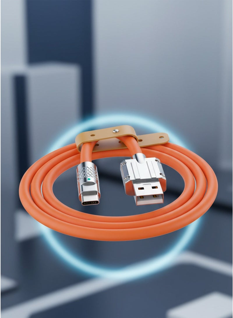 120W 6A USB-C Fast Charging Silicone Cable, Heavy-Duty Hose Design, USB-A to USB-C, 480Mbps Data Transfer, Compatible with Android Smartphones & Tablets - Image 3
