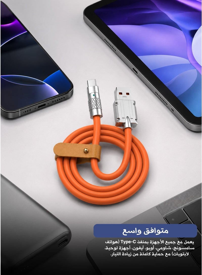 120W 6A USB-C Fast Charging Silicone Cable, Heavy-Duty Hose Design, USB-A to USB-C, 480Mbps Data Transfer, Compatible with Android Smartphones & Tablets - Image 4