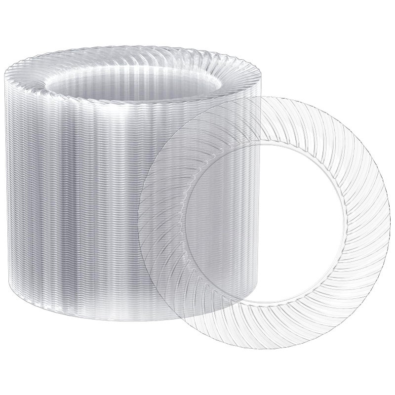FOCUSLINE 7 Inch Clear Plastic Plates, 100 Count Disposable Heavy Duty Salad Dessert Plates, Premium Hard Plastic for Weddings, Parties & Events - Image 1