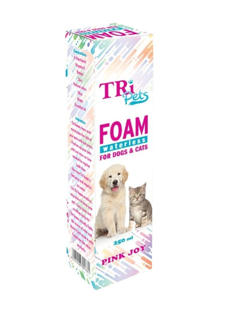 TRI Foam Shampoo with a 🍬 PINK JOY 🍬 scent, waterless, for cats and dogs ( 250ml ).