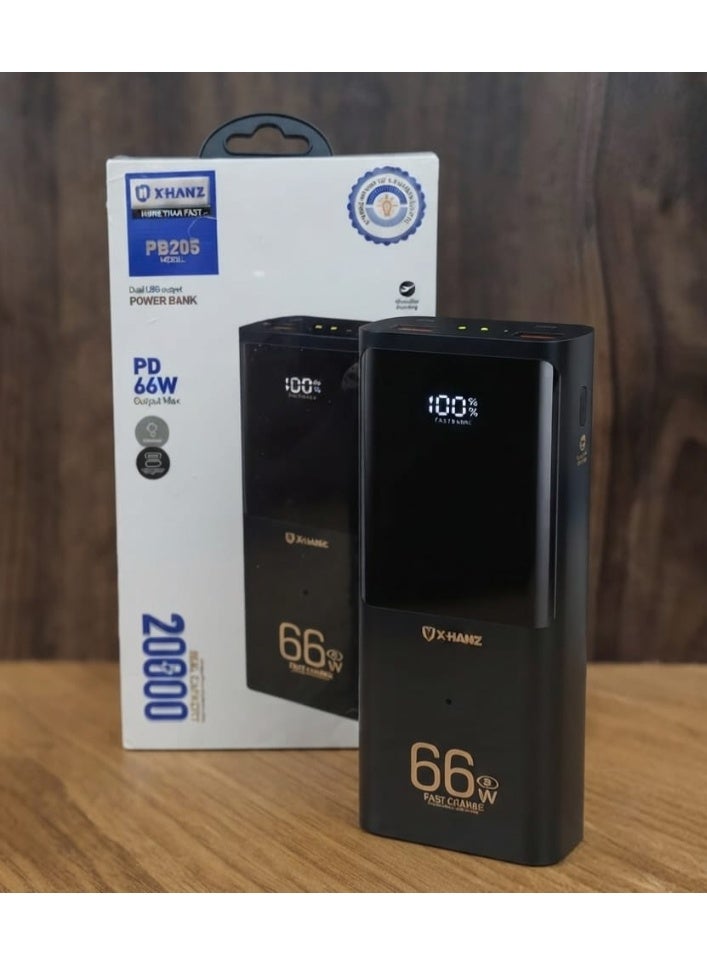 X-HANZ PB205 66W Fast Charging Power Bank 20000mAh Dual USB Output with Smart LED Display - Image 2