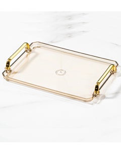 Qiccijoo Qiccijoo Serving Trays with Handles Home Decorative Coffee Table Tray Ottoman Tray 40.5*22cm Acrylic Food Tray Fruit Tray Bar Tray Perfume Tray Cocktail Tray（Brown）  - Image 1