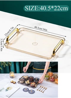 Qiccijoo Qiccijoo Serving Trays with Handles Home Decorative Coffee Table Tray Ottoman Tray 40.5*22cm Acrylic Food Tray Fruit Tray Bar Tray Perfume Tray Cocktail Tray（Brown）  - Image 2