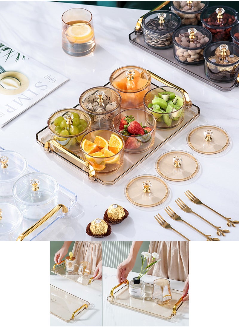 Qiccijoo Qiccijoo Serving Trays with Handles Home Decorative Coffee Table Tray Ottoman Tray 40.5*22cm Acrylic Food Tray Fruit Tray Bar Tray Perfume Tray Cocktail Tray（Brown）  - Image 5
