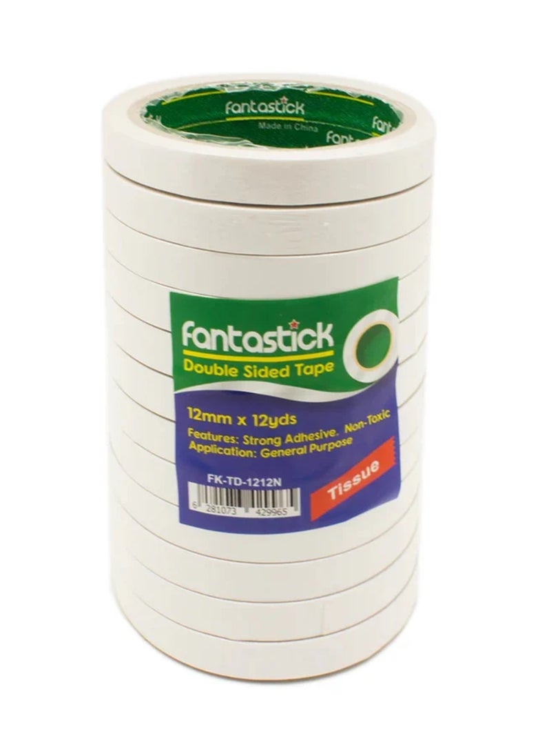 Fantastick 12-Piece Double Sided Tissue Tape 12mm Width  - Image 1