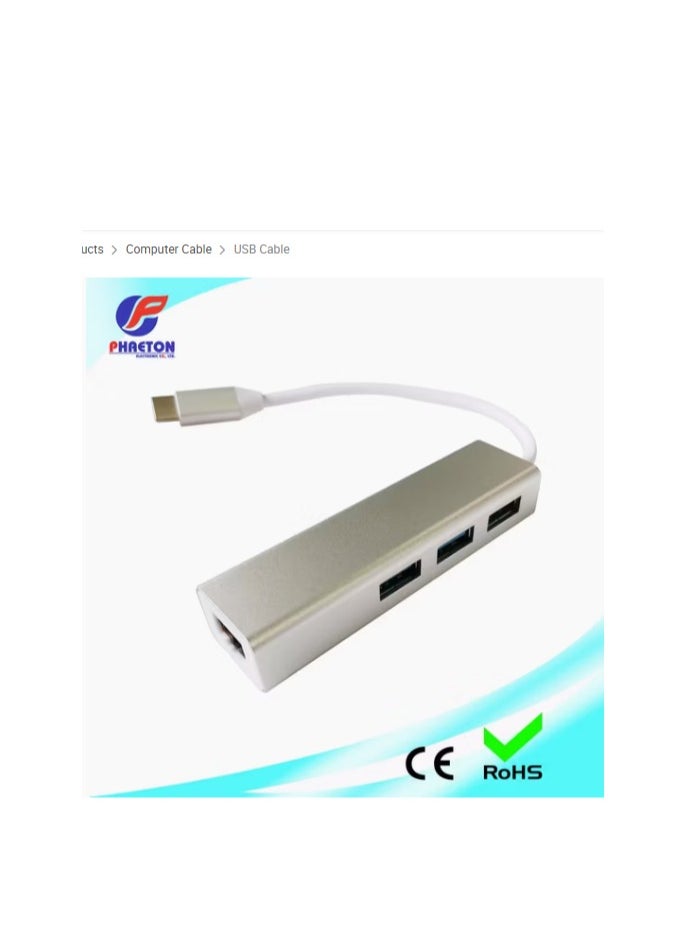 ماركة غير محددة محول من النوع C إلى RJ45 3 USB 3.0 من النوع C إلى 3 USB3.0 Hub  - Image 5