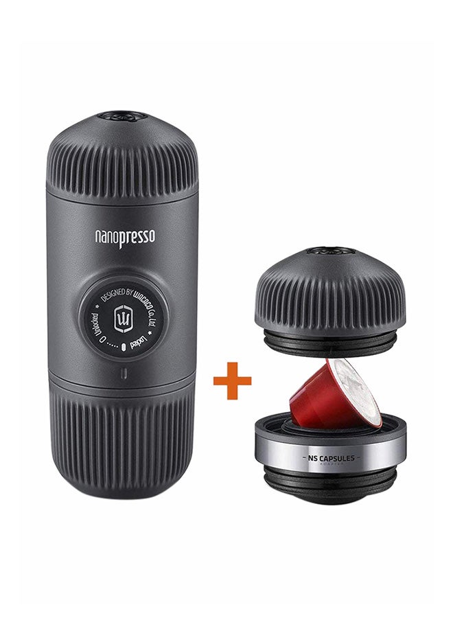 WACACO Nanopresso Portable Espresso Machine + Nespresso NS Adapter | 18 Bar Pressure (260 PSI), Compact Travel Coffee Maker, Manually Operated Black - Image 1