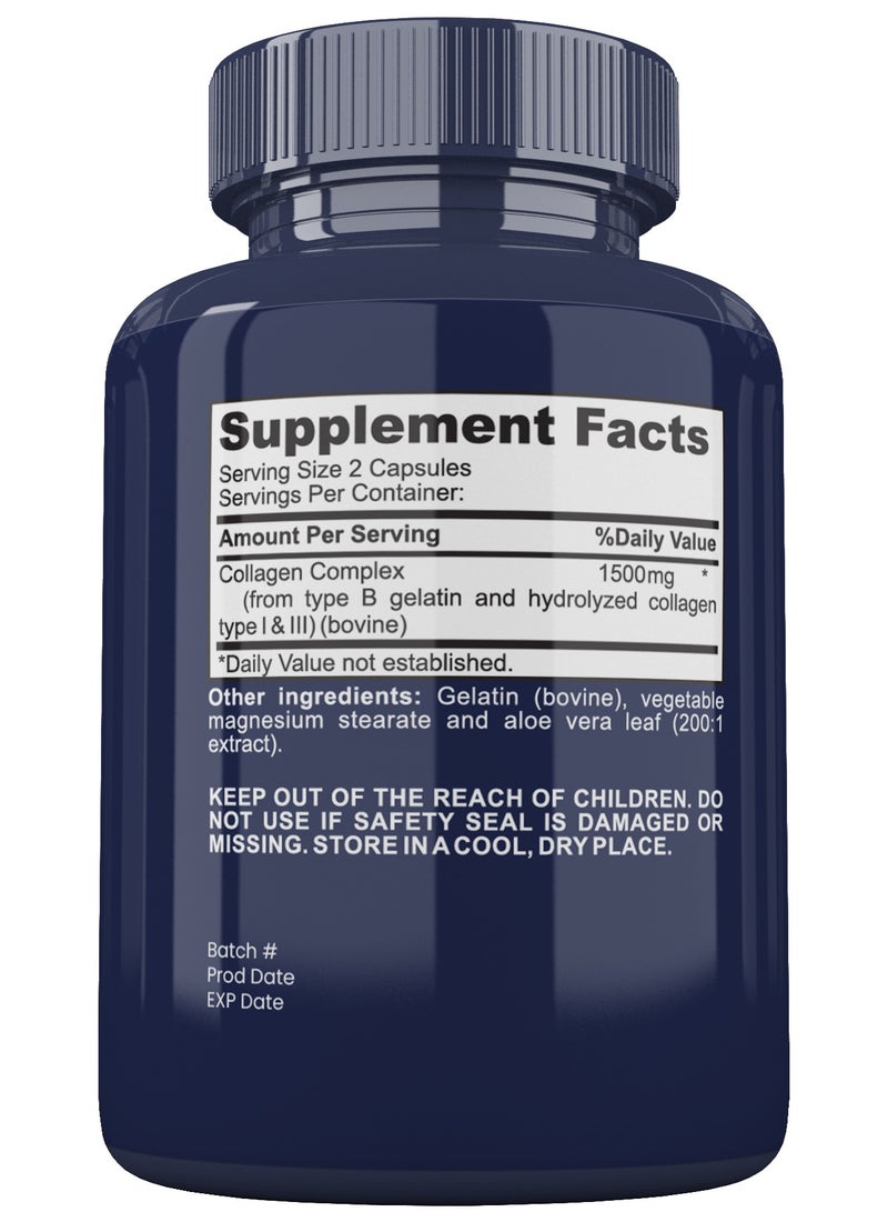 Deltabiotics Collagen Vital - Bovine Type I & III Collagen for Skin, Hair & Joint Health 120 Capsules  - Image 2