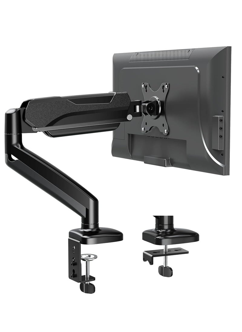 FlashHawk Single Monitor Arm | Monitor Screen Stand for 17-27 inch | Gas Spring Full Motion Swivel | Ergonomic Adjustable | Holds up to 2-9Kg Screens - Black  - Image 1