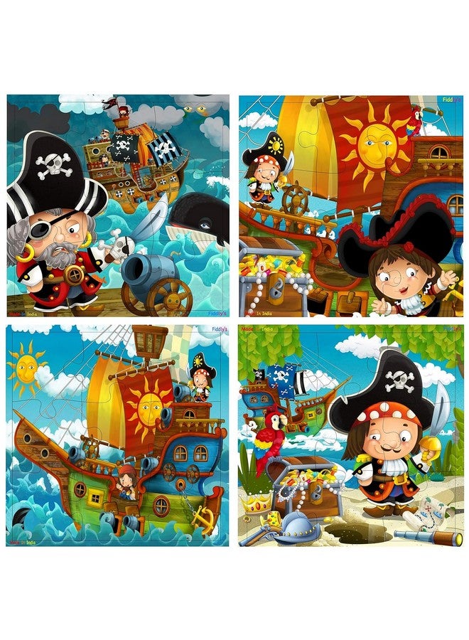 Fiddlys Fiddly's Wood Jigsaw Puzzles for Kids & Children - 9 Pieces (The Good Pirates - Pack of 4) Age 3+ - Image 1